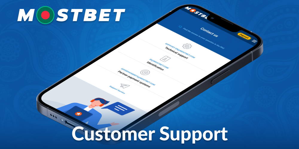 Contact services in the Mostbet Bangladesh application