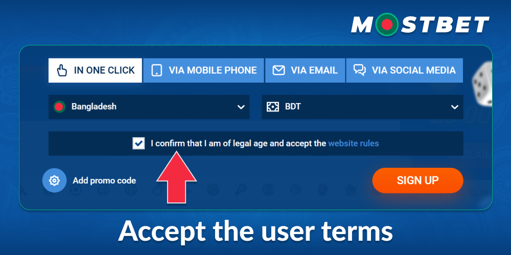 Confirm Mostbet BD website terms