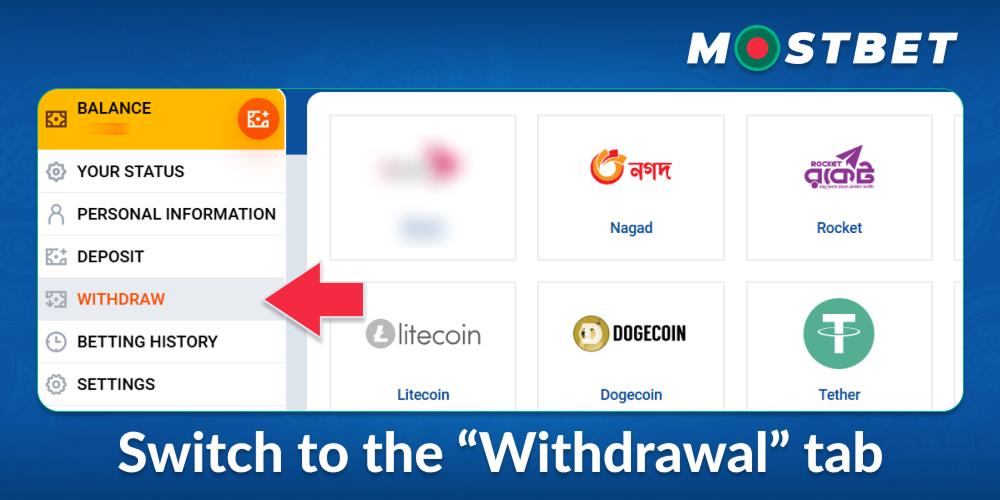 Go to the Mostbet Bangladesh withdrawal section